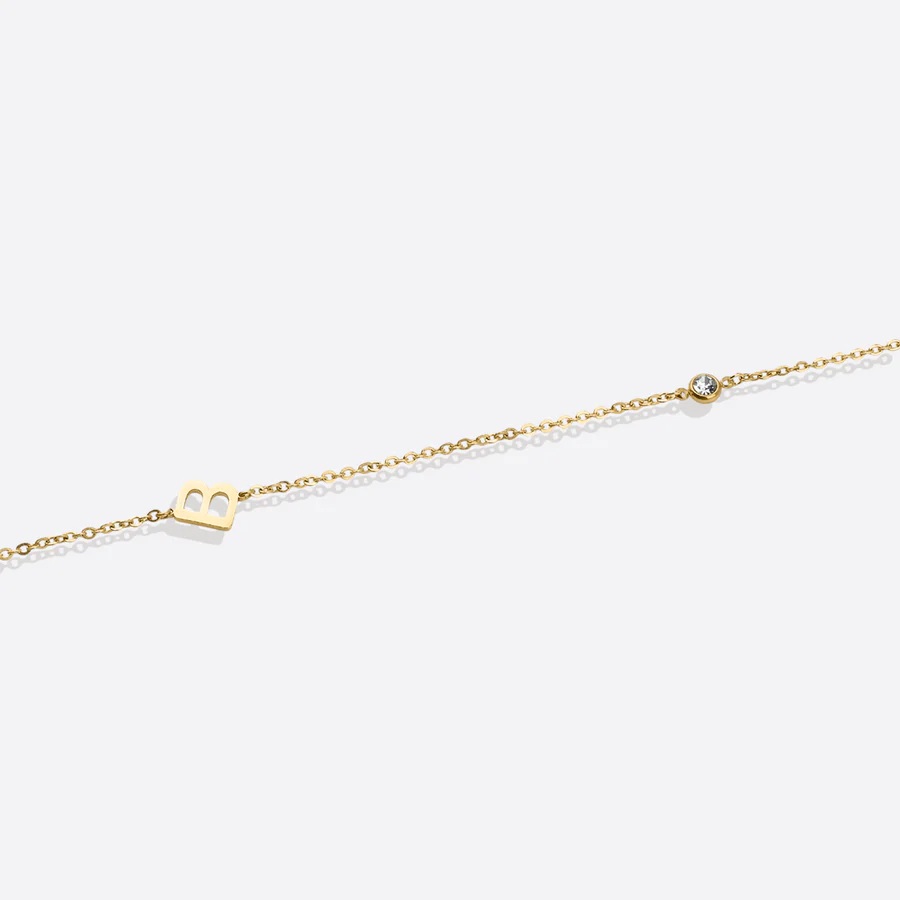 Initial Necklace with Diamond Accent